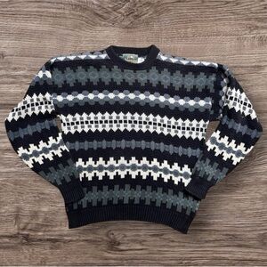 Vintage EMS Patterned Cotton Sweater XL Retro Outdoor Lodge Ski